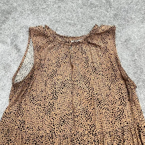 Old Navy Leopard A-Line Relaxed Midi Dress Womens Medium Brown Sleeveless Boho - Picture 12 of 13